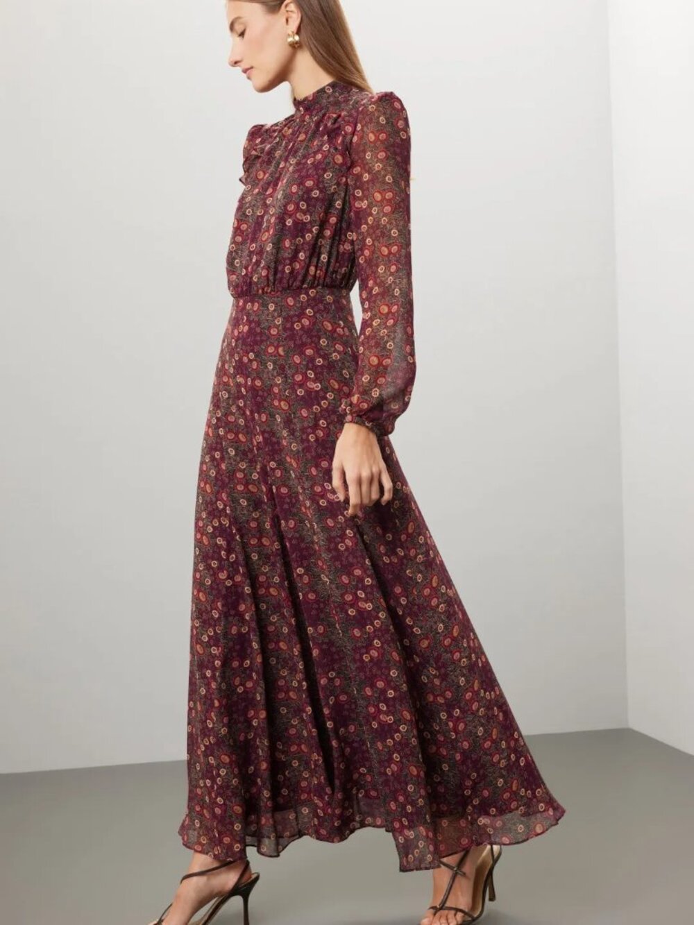 SALONI akina wine jacqui-b dress 100% silk size 2 msrp $795